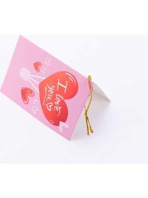 Bimotif Sevgililer Günü Temalı Tebrik Kartı, 10X7 Cm, Saksı ve Kalpler