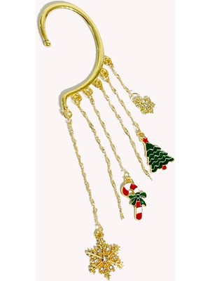 New Obsessions Yılbaşı Christmas Figür Sallantılı Geçmeli Ear Cuff Küpe 1 Adet