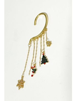 New Obsessions Yılbaşı Christmas Figür Sallantılı Geçmeli Ear Cuff Küpe 1 Adet