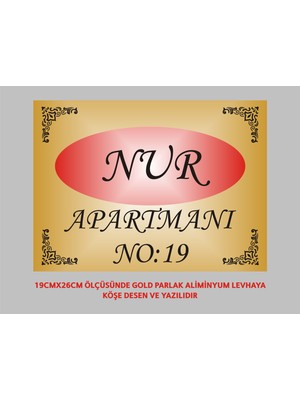 Yüksel 34 Apartman Kapısı Isimliği 26CM*19CM Parlak Aliminyum Levha (Isim Uyarlanabilir Ürün)