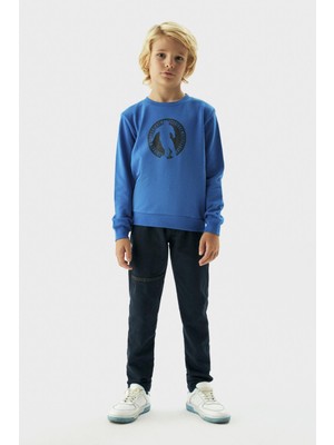 Bikkembergs Erkek Çocuk Mavi Sweatshirt 23FW0BK1829