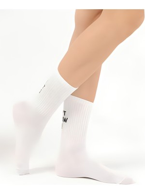 Socks And More Don't Fallow Me Yazılı Tasarım Beyaz Renkli Çorap Unisex Soket Sm