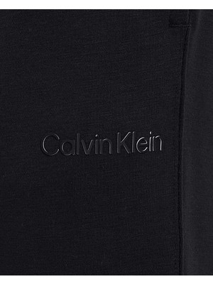 Calvin Klein Erkek Yan Dikişlerde Calvin Klein Logosu Şeritli Bisiklet Yakalı Calvin Klein Yazılı Bel Bantı Siyah Eşofman Altı 00Gms4P634-Bae