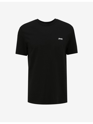 Jeep Siyah Erkek Bisiklet Yaka Baskılı T-Shirt J4SM-TST7245