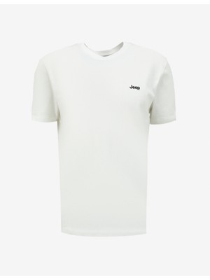Jeep Kırık Beyaz Erkek Bisiklet Yaka Baskılı T-Shirt J4SM-TST7245