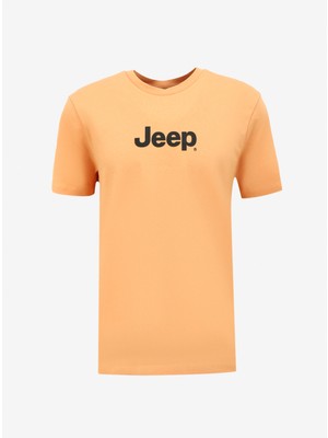 Jeep Açık Turuncu Erkek Bisiklet Yaka Baskılı T-Shirt J4SM-TST7246