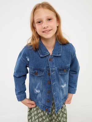 LC Waikiki Lcw Kids Yırtık Detaylı Kız Çocuk Jean Ceket