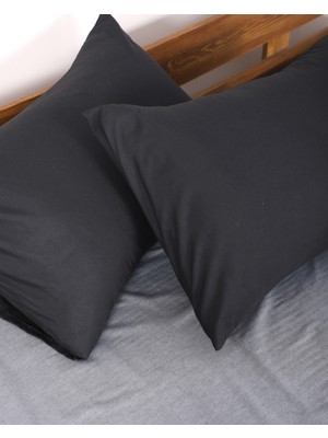 Enessa 2 Li Yastık Kılıfı Kapaklı Siyah 50 x 70 cm