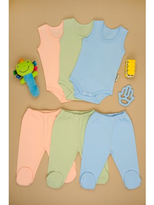 Bebe Tospik Pamuklu Yumuşak Kız - Erkek Bebek Patikli 3/'lü Takım