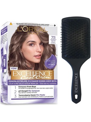 L'Oréal Paris 2'li L’oréal Paris Excellence Cool Creme Saç Boyası – 7.11 Ekstra Küllü Kumral Excellence Tarak Armağan