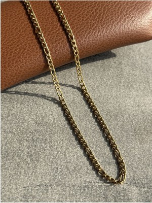 CAPO By Aytaç Yamaç Altın Figaro Zincir Kolye Unisex Paslanmaz Çelik Kolye 4mm 50CM