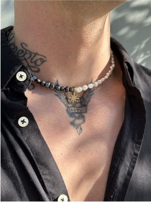 CAPO By Aytaç Yamaç Sirius Kolye Doğal Taş Kolye Siyah ve Beyaz Inci Kolye