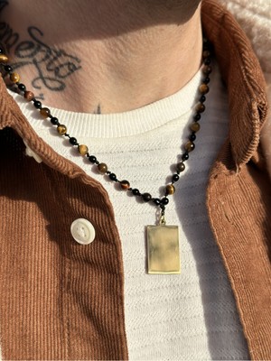 CAPO By Aytaç Yamaç Capo Kaplangözü ve Oniks Taşlı Erkek Kolye Doğal Taş Erkek Kolye