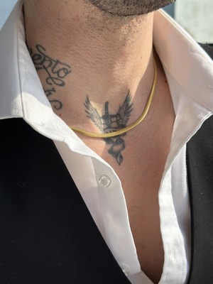 CAPO By Aytaç Yamaç Altın Italyan Yassı Yılan Zincir Kolye Paslanmaz Altın Rengi Çelik Kalınlık 3mm Uzunluk 50CM