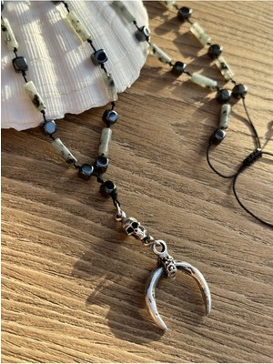 CAPO By Aytaç Yamaç Nereus Doğal Taş Kolye Dalmaçyalı Jasper ve Hematit Doğal Taş Çakra Kolye