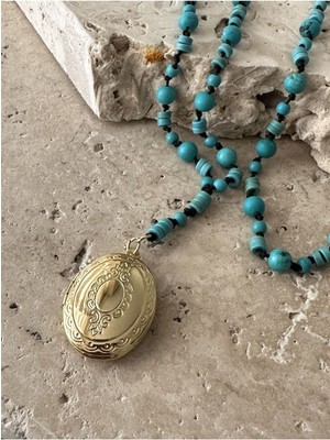 CAPO By Aytaç Yamaç Vintage Görünümlü Kolye Uçlu Doğal Taş 1. Sınıf Turkuaz Kolye