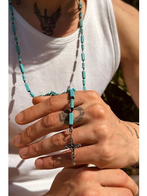 CAPO By Aytaç Yamaç Mavi Turkuaz Doğal Taşlı Kolye