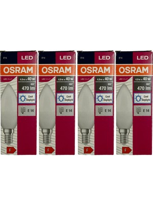 Osram 4,9W (40W) 6400K (Beyaz Işık) E14 Duylu LED Ampul (4 Adet)