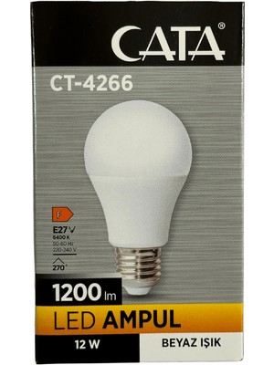 Cata CT-4266 12W 6400K (Beyaz Işık) E27 Duylu LED Ampul (8 Adet)