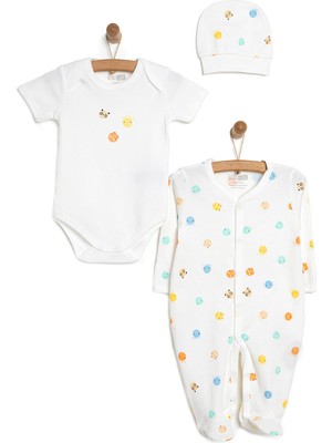 HelloBaby HelloBaby Yenidoğan Bebek Jungle Kendinden Eldivenli Tulum-Body-Şapka 3lü Set Unisex