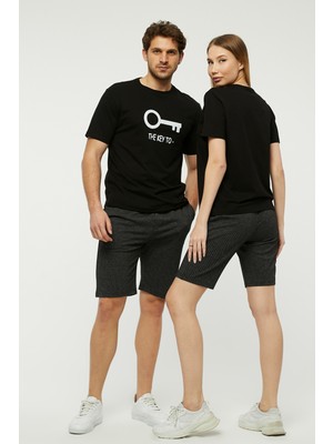 Yhg Tekstil Çift Kombin Sevgili Kombini Pijama Takımı Şortlu Takım Kalbimin Anahtarı