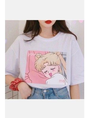 Populus Sailor Moon You Me Beyaz Tişört