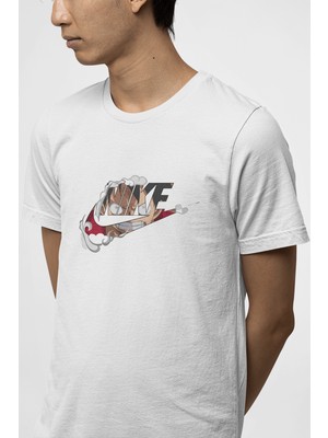 Populus One Piece Luffy Minimal Logo Beyaz Tişört