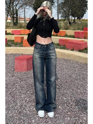 Madmext Soluk Mavi Straight Wide Kadın Jean MG1996