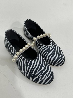 Dicle Polat Shoes Pearl Zebra Incili Kadın Babet