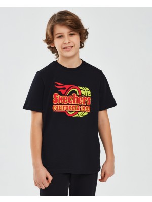 Skechers Graphic Tee B Short Sleeve Büyük Erkek Çocuk Siyah Tshirt Sk241019-001