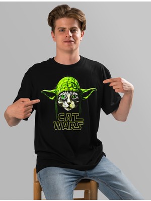 Bu Tshirt Cat Wars - Yoda' Temalı Oversize Unisex T-Shirt.