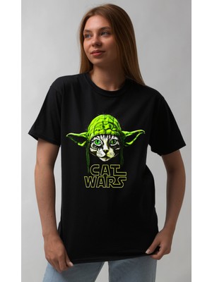 Bu Tshirt Cat Wars - Yoda' Temalı Oversize Unisex T-Shirt.