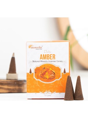 Aromatika Amber Aromalı Organik Kömürsüz Konik Tütsü