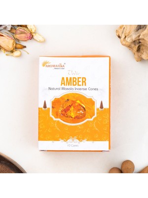 Aromatika Amber Aromalı Organik Kömürsüz Konik Tütsü