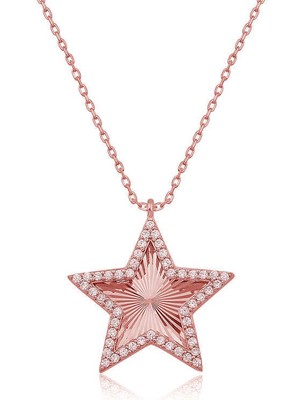 Serra Jewels Gümüş Rose Fırfır Desenli Yıldız Kadın Kolye