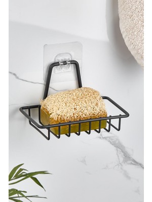 Orsa Home 705 Siyah Güçlü Magic Yapışkanlı Sabunluk Şık Tasarım ile Banyo Aksesuarı