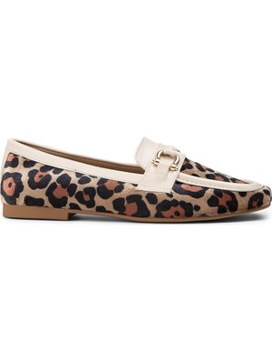 Deery Bej Rengi Leopar Desen Kadın Babet - K2067ZBEJC01