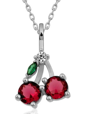 Serra Jewels Gümüş Kiraz Figürlü Meyve Kadın Kolye