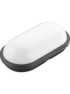 Sekatech Horoz Aydos 15W Oval Siyah LED Nem Su Geçirmez Banyo Bahçe Modern Tavan Lambası Beyaz Işık