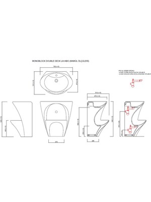 Güral Vit Double Deck Çift Hazneli Yarım Monoblok Lavabo