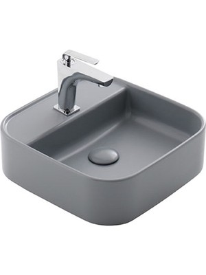 Güral Vit Nova Batarya Delikli Lavabo Mat Gri 42 cm x 42 cm