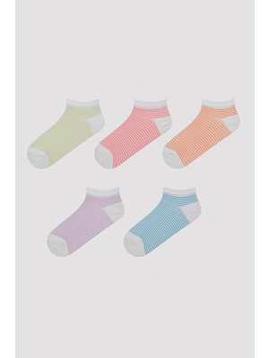 Multicolored Stripe Çok Renkli 5li Patik Çorap