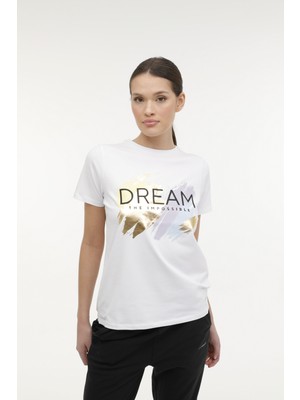 Lumberjack CT1098 Amy Hologram T-Shı Beyaz Kadın Kısa Kol T-Shirt