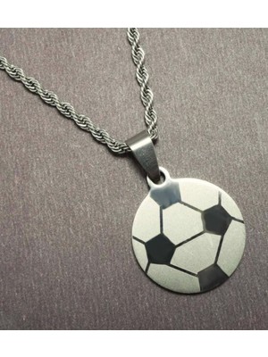 BARUVİA Erkek Futbol Topu Paslanmaz Çelik Silver Model Kolye