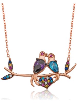 Serra Jewels Gümüş Aşık Kumru Kuşlar Kolye