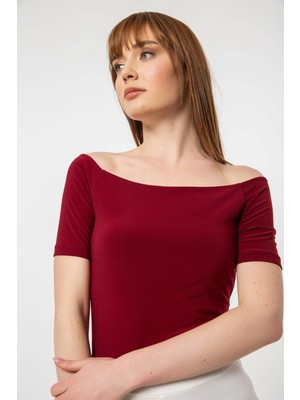 Laranor Madonna Yaka  Alttan Çıtçıtlı Bluz/body 38 - Bordo
