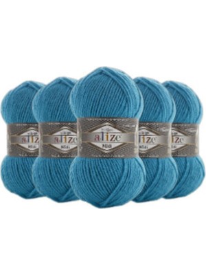 Alize 5 Adet Süperlana Midi Turkuaz 484 El Örgü Ipi Yelek Hırka Ipi Atkı Bere Kazak Ipliği