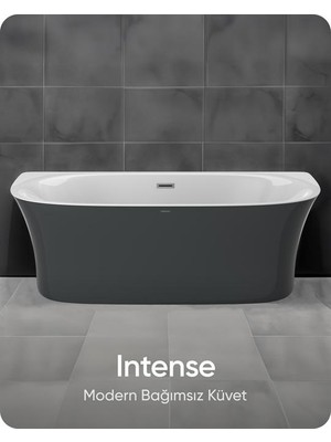 Bathson Intense Antrasit-Beyaz Bağımsız Küvet 175X84X62 cm