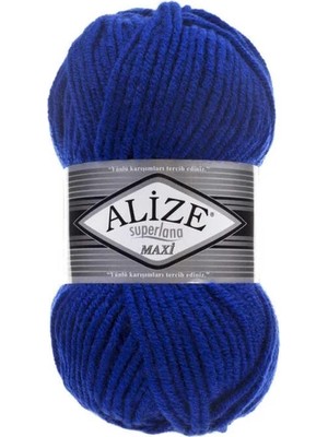 Alize 5 Adet Süperlana Maxi Saks Mavi 141 Kalın El Örgü Ipi Yelek Hırka Ipi Atkı Bere Kazak Ipliği