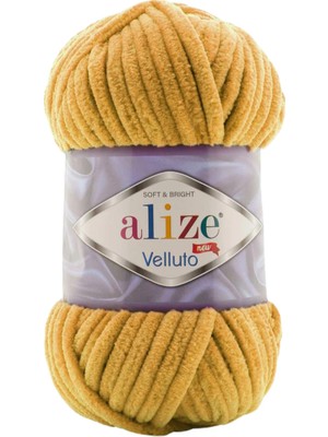 Alize 5 Adet Velluto Kadife El Örgü Ipliği hardal 02